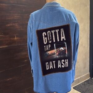 Upcycled Wrangler (Cigar) Distressed Denim Shacket Size XL